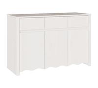 ULUYYUC Mobile Dispensa Cucina Mobiletto Cucina Salvaspazio Credenza Soggiorno Moderno Mobiletto da Cucina - Credenza DRAMMEN Bianca 114x43x75,5 cm in Legno Massello di Pino per Soggiorno Ufficio