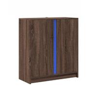ULUYYUC Mobile Dispensa Cucina Mobiletto Cucina Salvaspazio Mobile Credenza Cucina Madia Moderna - Credenza con LED Rovere Marrone 77x34x85 cm Legno Multistrato per Salotto Cucina Ingresso
