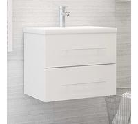 ULUYYUC Mobile lavabo bianco 60 x 38,5 x 48 cm in legno moderno e salvaspazio, con cassetto per piccoli bagni e WC degli ospiti