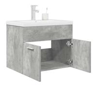 ULUYYUC Mobile sottolavabo, grigio cemento, 60 x 38,5 x 46 cm, con vasca in ceramica e rubinetto, moderno armadio da bagno per piccoli bagni e WC degli ospiti