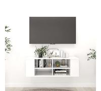 ULUYYUC Mobile TV da Parete, Mobiletto Basso Mobile Porta Tv Scaffale Legno Credenza Adatto per Ingresso Salotto Cucina Soggiorno Bianco Lucido 102x35x35cm Legno Multistrato