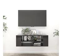 ULUYYUC Mobile TV da Parete, Mobiletto Basso Mobile Porta Tv Scaffale Legno Credenza Adatto per Ingresso Salotto Cucina Soggiorno Nero Lucido 102x35x35 cm Legno Multistrato