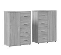 ULUYYUC Mobile Tv Soggiorno Madia Soggiorno Moderna Credenza Soggiorno Moderno Vetrina Cucina - Credenze 2 pz Grigio Sonoma 60x31x84 cm in Legno Multistrato per Salotto Lavanderia Bagno Cucina
