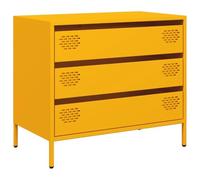 ULUYYUC Mobiletto da Bagno Credenza Soggiorno Moderno Mobiletto da Esterno Credenze Cucina - Credenza Giallo Senape 68x39x58,5 cm Acciaio Laminato a Freddo per Corridoio Salotto Bagno Ingresso