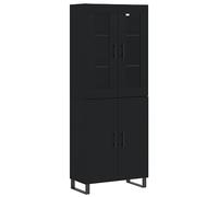 ULUYYUC Mobiletto da Cucina Vetrina Soggiorno Mobile Basso Soggiorno Armadietto Salvaspazio - Credenza Nera 69,5x34x180 cm in Legno Multistrato per Ingresso Bagno Camera Da Letto Lavanderia