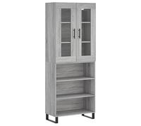 ULUYYUC Mobiletto da Cucina Vetrina Soggiorno Mobile Basso Soggiorno Armadietto Salvaspazio - Credenza Grigio Sonoma 69,5x34x180 cm in Legno Multistrato per Ingresso Bagno Camera Da Letto Lavanderia
