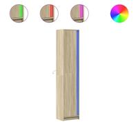 ULUYYUC Mobiletto da Cucina Vetrina Soggiorno Mobile Basso Soggiorno Armadietto Salvaspazio - Credenza con LED Rovere Sonoma 41,5x32,5x200 cm in Truciolato per Camera Da Letto Ingresso Corridoio