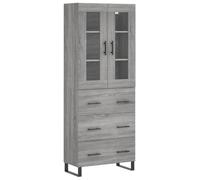 ULUYYUC Mobiletto da Cucina Vetrina Soggiorno Mobile Basso Soggiorno Armadietto Salvaspazio - Credenza Grigio Sonoma 69,5x34x180 cm in Legno Multistrato per Ingresso Bagno Camera Da Letto Lavanderia