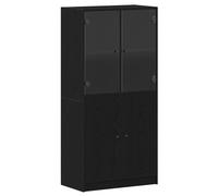 ULUYYUC Mobiletto da Cucina Vetrina Soggiorno Mobile Basso Soggiorno Armadietto Salvaspazio - Highboard con Ante Rovere Nero 68x37x142 cm Legno ingegnerizzato per Salotto Camera Da Letto Lavanderia