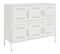 ULUYYUC Mobiletto da Cucina Vetrina Soggiorno Mobiletto Bagno Credenze Cucina - Credenza Bianca 100,5x39x79 cm in Acciaio per Salotto Ufficio Soggiorno Bagno