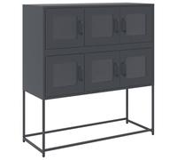ULUYYUC Mobiletto per Cucina Madia Soggiorno Moderna Mobile Basso Soggiorno Mobiletto da Cucina - Credenza Antracite 100,5x39x107 cm in Acciaio Laminato a Freddo per Ingresso Camera Da Letto Salotto