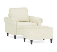 ULUYYUC Poltrona con sgabello, imbottita, in velluto, larghezza della seduta, 60 cm, moderna poltrona relax con gambe in metallo e poggiapiedi, per soggiorno, camera da letto e angolo lettura