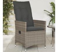 ULUYYUC Poltrona da giardino regolabile in polyrattan grigio, 56 x 59 x 92 cm, con cuscino rimovibile e telaio in acciaio, robusta e durevole, per giardino, terrazza, balcone, campeggio, outdoor