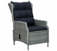 ULUYYUC Poltrona da giardino regolabile in polyrattan grigio chiaro 57 x 88 x 100 cm con funzione reclinabile e cuscini neri Design moderno per giardino, terrazza, balcone e campeggio