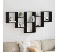 ULUYYUC Scaffale a Parete Rovere Nero 159x18x66 cm in Truciolato, Mensola da Muro con Ampio Spazio Portaoggetti, Capacità 25kg, Salvaspazio per Bagno Cucina Soggiorno