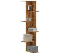 ULUYYUC Scaffale Angolare da Parete Legno Antico 36,5x36,5x140cm Multistrato Design Salvaspazio per Salotto Camera da Letto Bagno Cucina