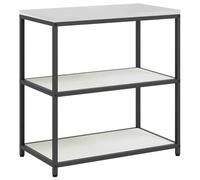 ULUYYUC Scaffale da cucina bianco, 90 x 50 x 92 cm, in acciaio, design moderno, con mensole, robusto, per cucina singola, piccola cucina, isola della cucina e angolo cottura