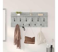 ULUYYUC Scaffale da parete per guardaroba, grigio cemento, 100 x 40 x 12 cm, design moderno con ripiani e ganci in legno per corridoio, ingresso e soggiorno