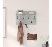ULUYYUC Scaffale da parete per guardaroba, grigio cemento, 60 x 40 x 12 cm, design moderno con mensole e ganci per giacche, materiale in legno, spazio per corridoio, ingresso e soggiorno