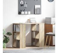 ULUYYUC Scrivania ad Angolo per Ufficio in MDF con Finitura Rovere Sonoma Marrone, Scrivania Salvaspazio Angolare con Ampi Ripiani per Studio e Lavoro