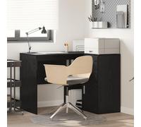 ULUYYUC Scrivania Angolare per Ufficio con Armadietto e Cassetto, Scrivania PC Salvaspazio Moderna in Rovere Nero Legno Ingegnerizzato 102x88x75 cm per Studio e Lavoro