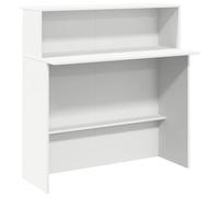 ULUYYUC Scrivania bianca 100 x 50 x 103,5 cm, materiale in legno con ripiano integrato, mini casse, per ufficio, pratica salone