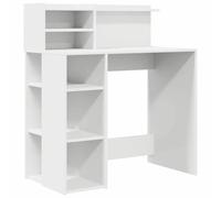 ULUYYUC Scrivania bianca 90 x 48 x 101 5 cm con 4 ripiani moderni, per casa, ufficio, computer, desk, facile da pulire, superficie in legno per piccoli spazi, camera dei ragazzi, ufficio