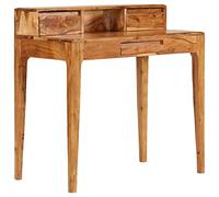 ULUYYUC Scrivania con Cassetti in Legno Massello di Acacia Rustica 88x50x90 cm Scrittoio Vintage per Ufficio Studio Lavoro Facile Montaggio