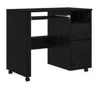 ULUYYUC Scrivania con ruote, colore nero, 91 x 50 x 77 cm, con cassetto e scaffale, stabile scrivania per computer, piccolo e salvaspazio, per casa, ufficio, gioco, ufficio