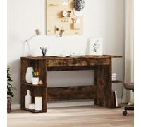 ULUYYUC Scrivania da Ufficio in Legno Multistrato Rovere Fumo 140x50x75 cm con Spazio Conservazione, Robusta e Stabile per Casa e Studio