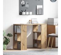 ULUYYUC Scrivania d'Angolo in Legno Ingegnerizzato Rovere con Scaffali Integrati, Design Salvaspazio per Ufficio e Studio, Facile Assemblaggio, Colore Marrone, Forma Rettangolare