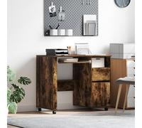 ULUYYUC Scrivania per Computer con Ruote Mobili, Rovere Affumicato Legno Ingegnerizzato, Design Compatto con Cassetto per Ufficio Casa Studio
