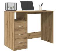 ULUYYUC Scrivania per Ufficio in Rovere Artigianale con 3 Cassetti, 102x76x50 cm, Moderna e Resistente per Studio, Casa e Spazi Piccoli