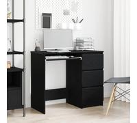 ULUYYUC Scrivania Ufficio con 3 Cassetti Rovere Nera 90x45x76 cm in Legno Multistrato Ampio Spazio Archiviazione Design Elegante per Studio Camera da Letto e Gaming