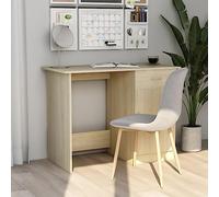 ULUYYUC Scrivania Ufficio con Cassetto e Anta Legno Multistrato 100x50x76 cm Scrivania Piccola Salvaspazio per Studio Casa Ufficio Colore Rovere Sonoma