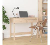 ULUYYUC Scrivania Ufficio in Legno Massello di Pino con 2 Cassetti, Scrivania da Computer 100x50x78 cm, Scrittoio Vintage per Studio e Lavoro