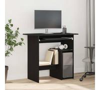 ULUYYUC Scrivania Ufficio Moderna in Legno Multistrato Rovere Nero 80x45x74 cm con Mobiletto Integrato Salvaspazio per Studio o Area di Lavoro Design Contemporaneo