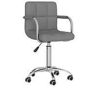 ULUYYUC Sedia da pranzo girevole grigio chiaro con molla a gas regolabile in altezza, 50 x 47 x 74,5 - 86 cm, in tessuto e struttura cromata, moderna sedia da cucina girevole a 360°, per sala da