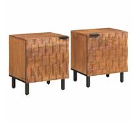 ULUYYUC Set comodino Mango in legno massello marrone 40 x 33,5 x 46 cm con porta moderna credenza camera da letto per piccoli spazi e corridoi