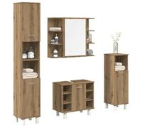 ULUYYUC Set da bagno in rovere Artisan: armadietto a specchio 80 × 20,5 × 64 cm, mobiletto alto