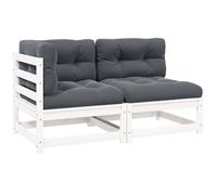 ULUYYUC Set da giardino da 2 pezzi, in legno di pino massiccio, 70 x 70 cm, cuscino antracite, modulare mobili da balcone per terrazza, giardino, balcone