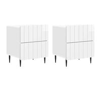 ULUYYUC Set di 2 comodini bianco lucido, con 4 cassetti e gambe in ferro, tavolino in legno per camera da letto e soggiorno, 43 x 34,5 x 49,5 cm