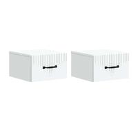 ULUYYUC Set di 2 comodini da parete bianchi, comodini sospesi in legno con cassetto e scomparto, comodino da parete per camera da letto e soggiorno, 34,5 x 33 x 20 cm