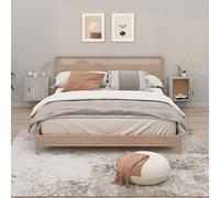 ULUYYUC Set di 2 comodini da parete, grigio cemento, 50 x 30 x 47 cm, in legno resistente, moderni comodini sospesi, con spazio per camera da letto, soggiorno, corridoio