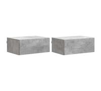 ULUYYUC Set di 2 comodini da parete grigio cemento, comodino sospeso con cassetti, comodino sospeso in legno, consolle da parete per camera da letto, 49 x 34,5 x 20 cm