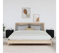 ULUYYUC Set di 2 comodini neri 40 x 34 x 45 cm legno massello di pino Nightstand con 2 scomparti e lembo design moderno robusto per camera da letto e soggiorno