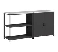 ULUYYUC Set di 2 mensole da cucina, colore nero, 180 x 50 x 92 cm, telaio in acciaio, con 2 ante e 4 ripiani, blocco da cucina moderno per cucina singola, mini cucina e angolo cottura