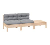 ULUYYUC Set di 3 mobili da giardino in pino massiccio grigio, 63,5 x 63,5 cm, modulo divano e sgabello/tavolo modulare, espandibile, robusto legno per balcone, terrazza, giardino