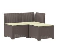 ULUYYUC Set di divani da giardino a 3 posti, effetto rattan, PP, grigio | Set modulare da 3 posti per balcone, terrazza e giardino d'inverno, con struttura in polipropilene facile da pulire e cuscino
