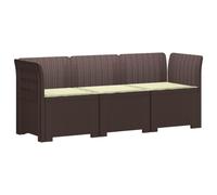 ULUYYUC Set di divani da giardino a 3 posti, effetto rattan, PP, marrone | Divano modulare flessibile in 3 pezzi in plastica robusta per balcone, terrazza e giardino d'inverno, con cuscini.